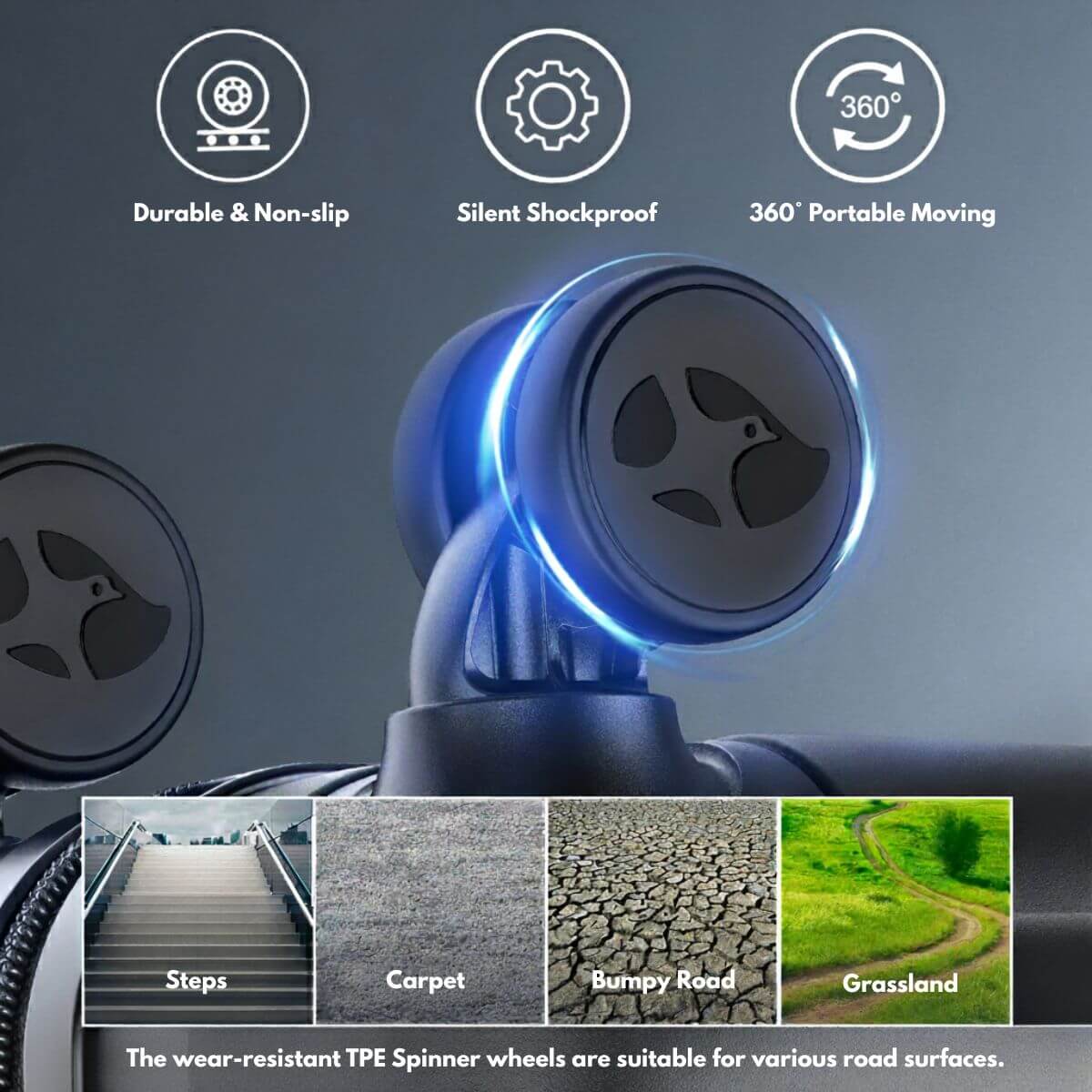 Black Lightweight Carry On Luggage - Hard Shell Cabin Suitcase | NordVault | 55 cm