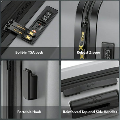 Lightweight Carry On Suitcase - Hardside Cabin Luggage - Silver | NordVault | 55 cm
