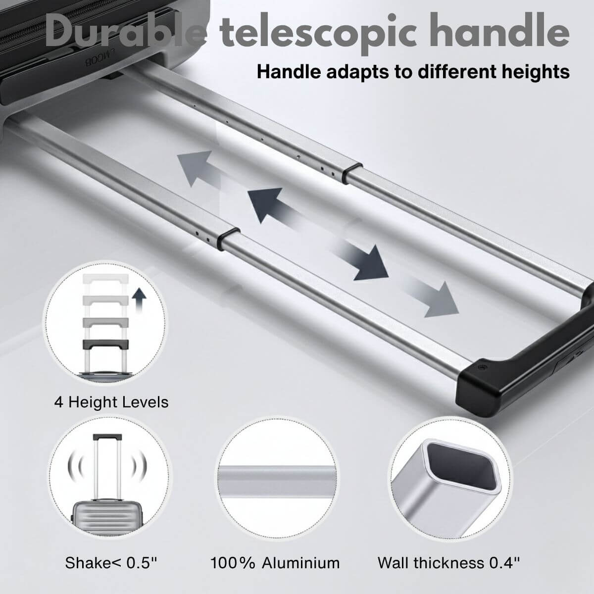 Lightweight Carry On Suitcase - Hardside Cabin Luggage - Silver | NordVault | 55 cm