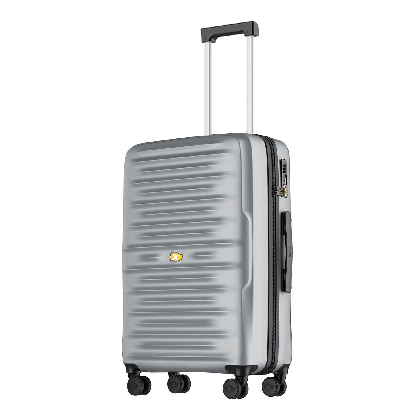 Medium Check In Luggage - Lightweight Hard Shell Expandable Travel Suitcase | NordVault | Silver | 65 cm