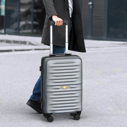 Medium Check In Luggage - Lightweight Hard Shell Expandable Travel Suitcase | NordVault | Silver | 65 cm