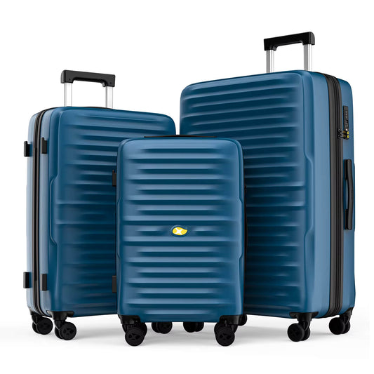 3 Piece Luggage Sets NZ – Lightweight Expandable Hard Shell Suitcase | NordVault | Blue