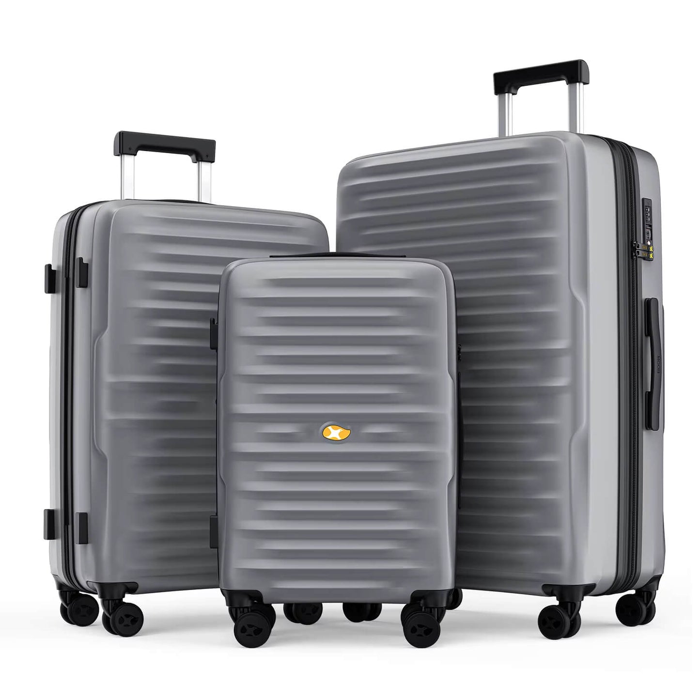 3 Piece Luggage Sets NZ – Lightweight Expandable Hard Shell Suitcase | NordVault | Silver