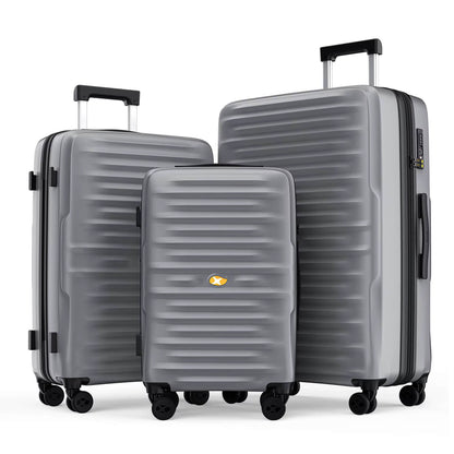 3 Piece Luggage Sets NZ – Lightweight Expandable Hard Shell Suitcase | NordVault | Silver