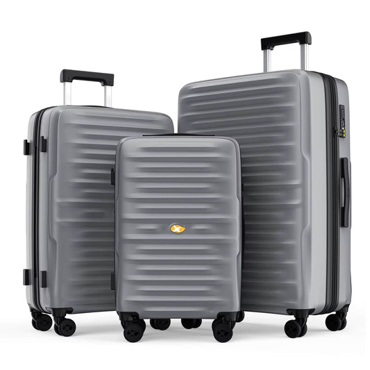 3 Piece Luggage Sets NZ – Lightweight Expandable Hard Shell Suitcase | NordVault | Silver