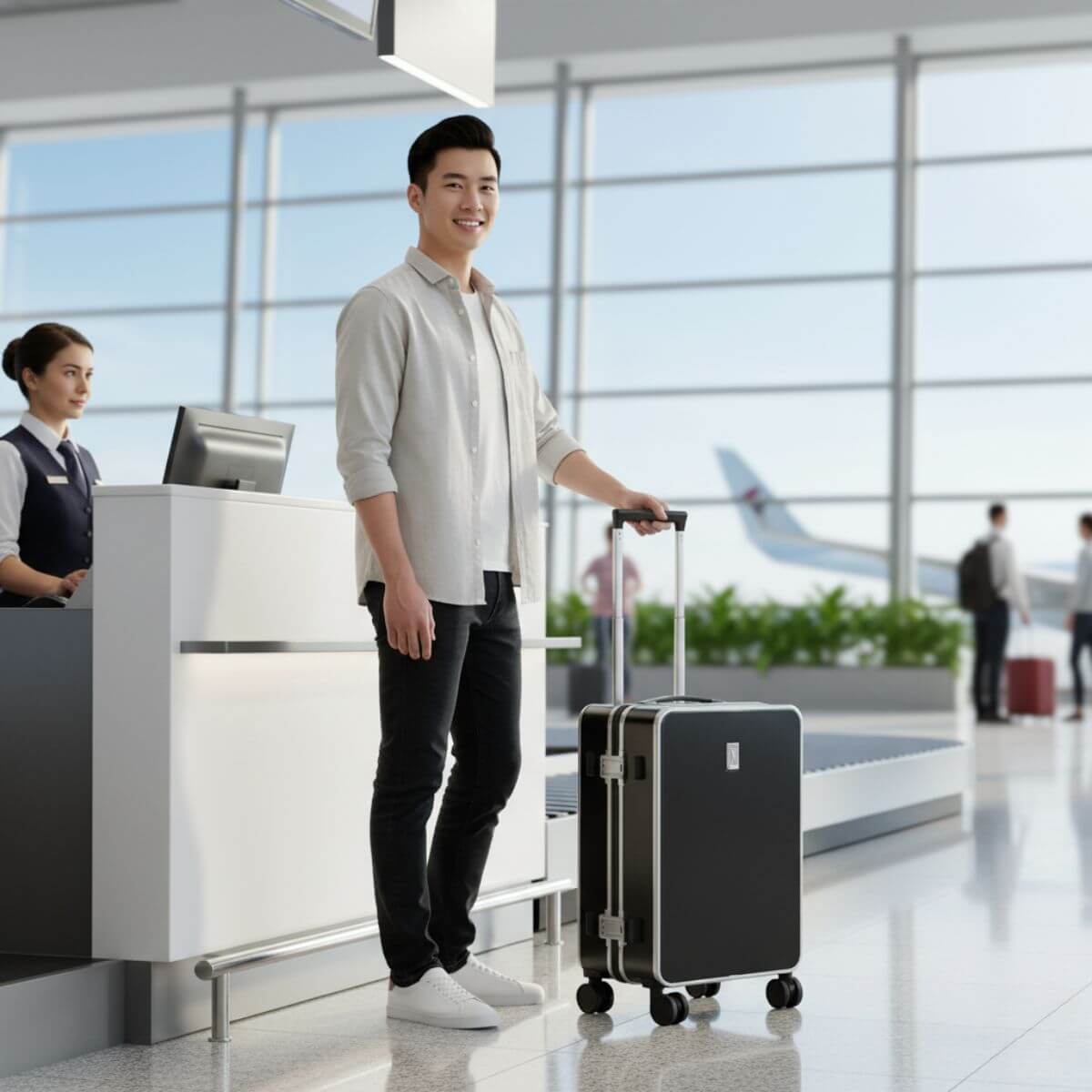 Large Check In Travel Luggage NZ – Black Hard Shell Suitcase for Family and Overseas Holidays | Nordiva Classic | 75 cm
