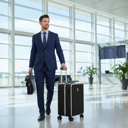 Medium Check In Luggage NZ – Black Hard Shell Suitcase for International Travel | Nordiva Classic | 67 cm