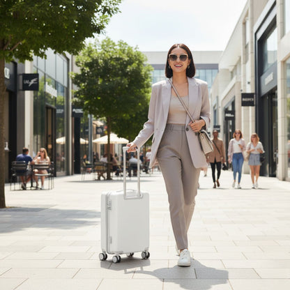 White Medium Check In Luggage NZ – Hard Shell Suitcase for International Travel | Nordiva Classic | 67 cm