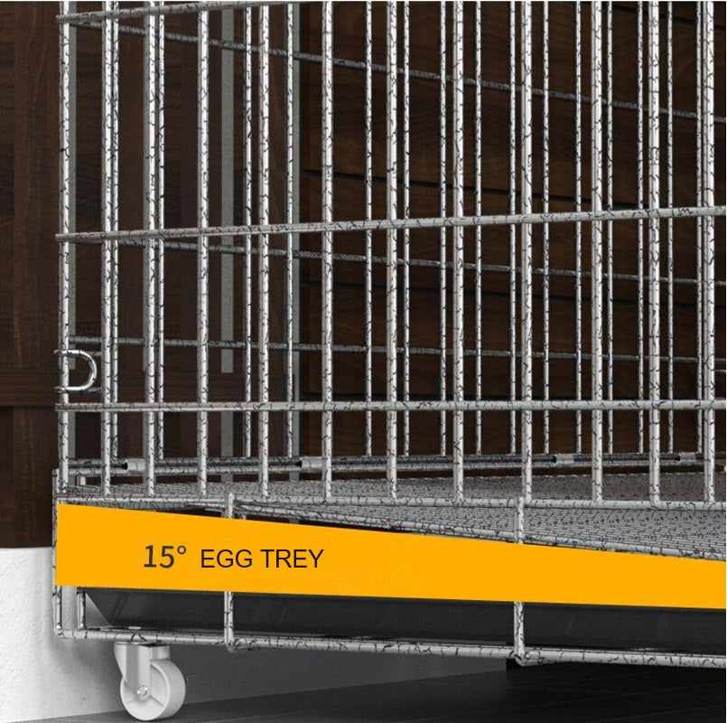 Chicken Coop 120CM Durable Collapsible Metal Cage Egg Tray with Wheels &amp; Cover