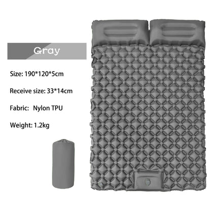 Ultralight 2 Person Inflatable Camping Sleeping Mat with Built-in Foot Pump and Pillow YFHW7016