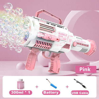 Large Rechargeable Rocket Bubble Gun + Flashlight (43cm)