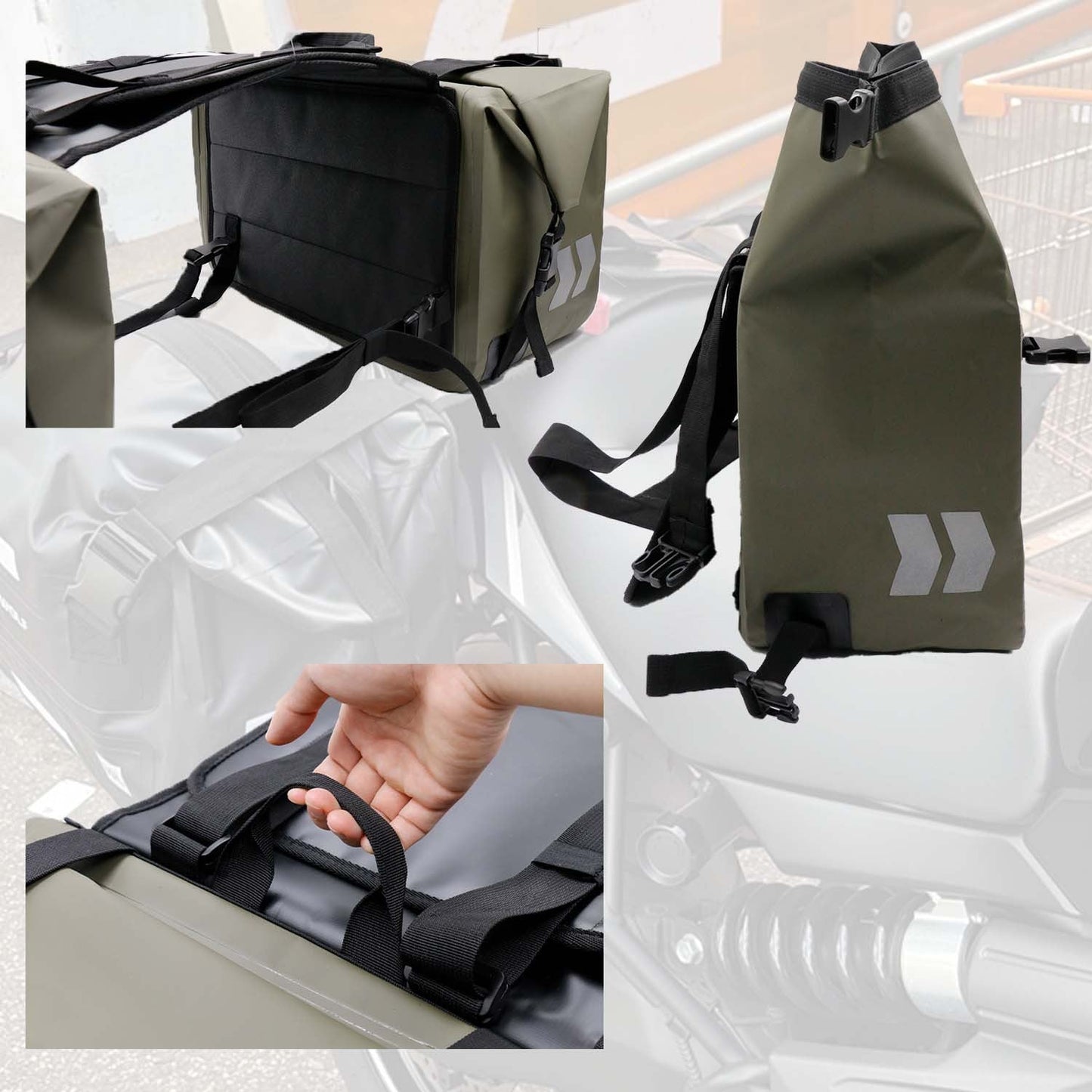 ECOTREK Motorcycle Saddlebags – Double Side Saddle Bag, 60L Waterproof Pannier YJ7303