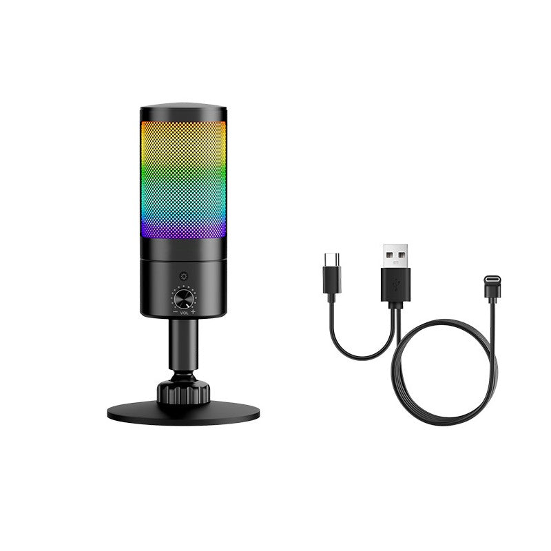 USB Microphone with RGB Light for Desktop PC Laptop