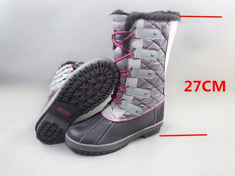 Winter Fluffy Collar Fleece Lining Lace-Up Warm Women Snow Explorer Boots 40