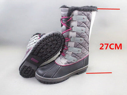 Winter Fluffy Collar Fleece Lining Lace-Up Warm Women Snow Explorer Boots 40