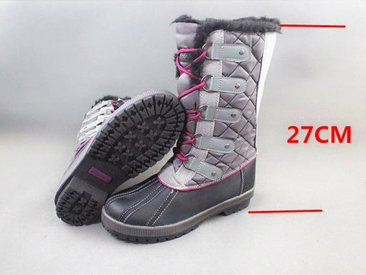 Winter Fluffy Collar Fleece Lining Lace-Up Warm Women Snow Explorer Boots 40