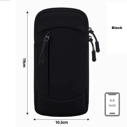 Waterproof Running Armband Phone Holder – 2 Pocket Sports Wrist Wallet for Gym & Outdoor Exercise (Fits up to 6.8” phone)