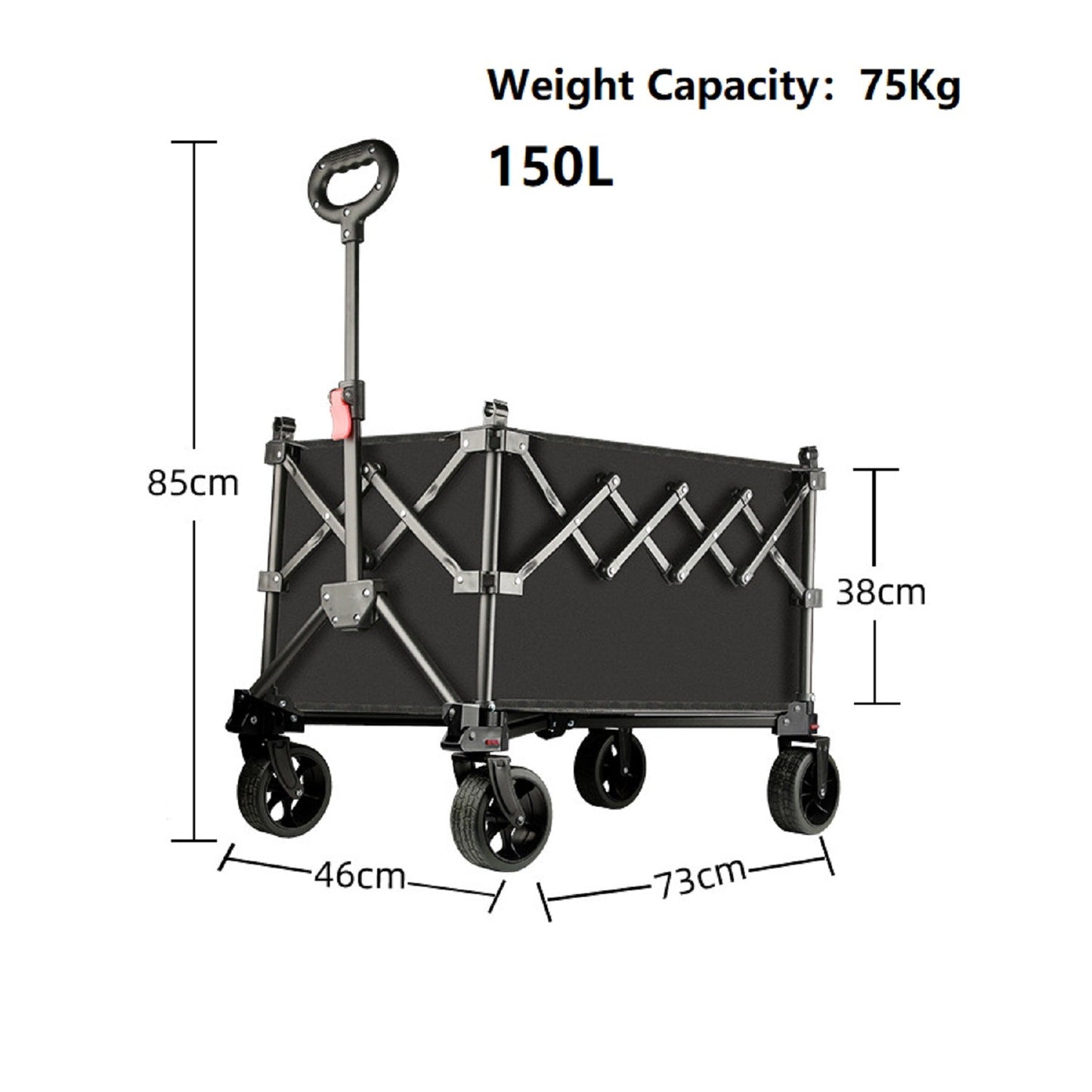 Folding Camping Trolley Heavy Duty Wagon Cart 150L XY1071