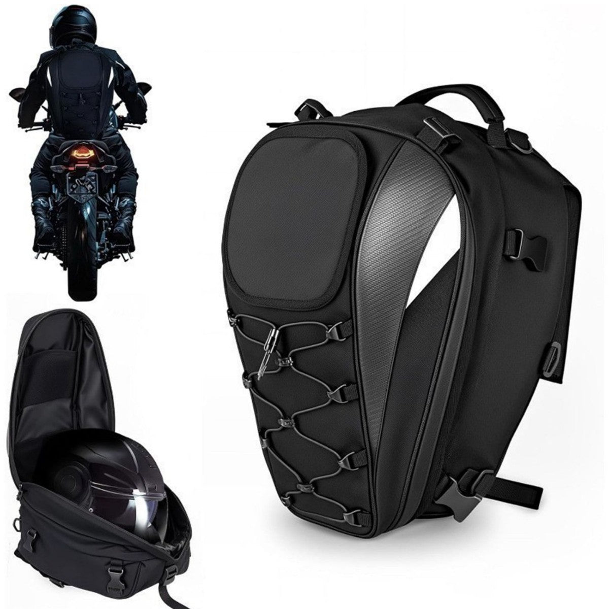 ECOTREK Expandable Waterproof Motorcycle Tail Bag & Backpack 25L–38L BQF1111