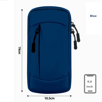 Waterproof Running Armband Phone Holder – 2 Pocket Sports Wrist Wallet for Gym & Outdoor Exercise (Fits up to 6.8” phone)