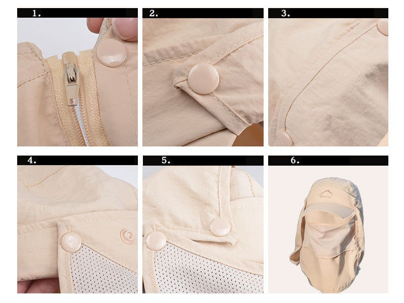 NAVY- Sun Hat Wide Brim Bucket Hats Outdoor Fishing Hiking Cap UV Protection