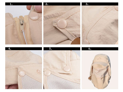 NAVY- Sun Hat Wide Brim Bucket Hats Outdoor Fishing Hiking Cap UV Protection