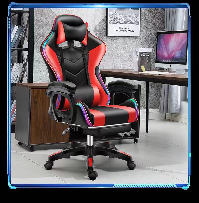 Gaming Chair Office Chair With Foot Rest Racing Chair with Speaker and Light
