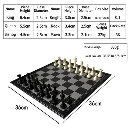Portable 36cm Magnetic Folding Chess Set for Travel and Tournament Play