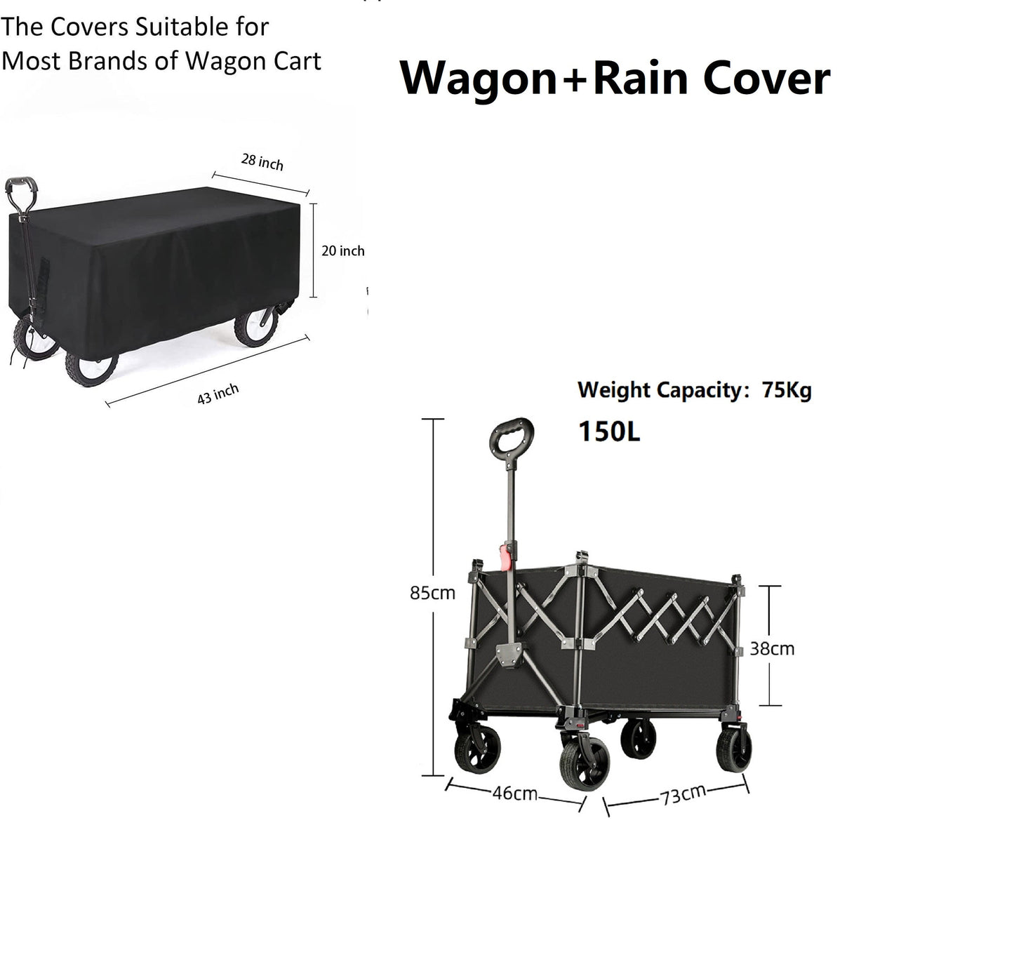 Folding Camping Trolley Heavy Duty Wagon Cart 150L XY1071
