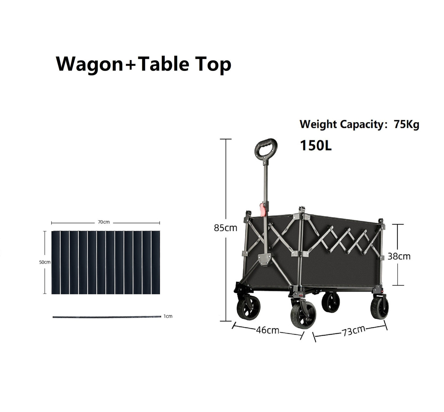 Ecotrek Folding Camping Trolley Heavy Duty Wagon Cart 150L XY1071