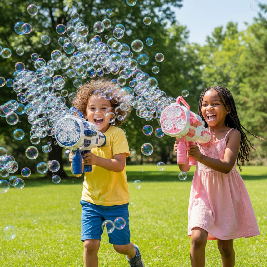 Large Rechargeable Rocket Bubble Gun + Flashlight (43cm)