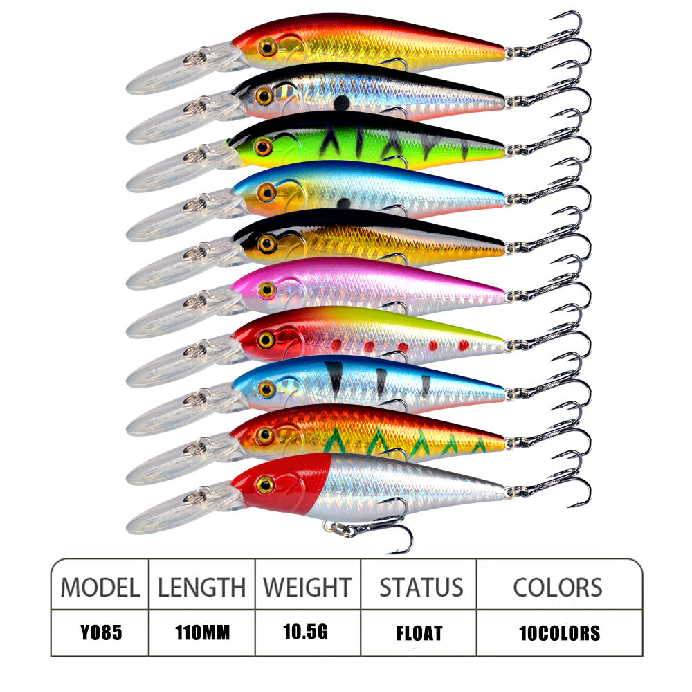 10 Pack Fishing Lures Hard Baits, 3D Eyes Minnow Fishing Lures 11cm 10.5g