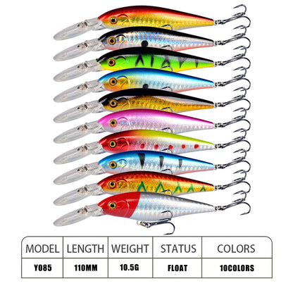 10 Pack Fishing Lures Hard Baits, 3D Eyes Minnow Fishing Lures 11cm 10.5g