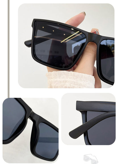 ECOTREK Black Retro Square Sunglasses – Lightweight UV380 Fashion Shades for Men & Women LX10