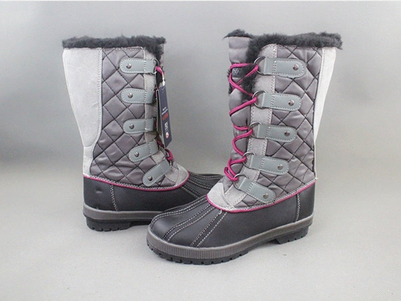 Winter Fluffy Collar Fleece Lining Lace-Up Warm Women Snow Explorer Boots 40