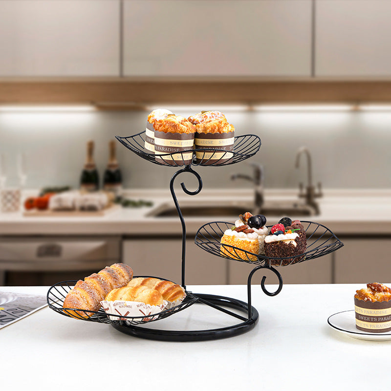 Luxury Multi-Layer Snack & Fruit Stand for Living Room, Kitchen Gold/Black