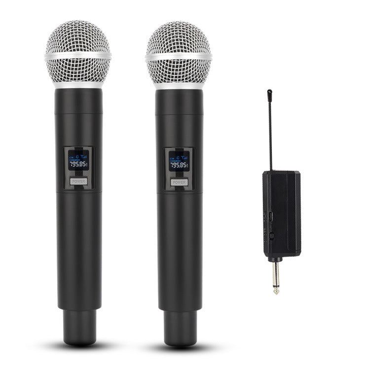 2x Wireless Microphones with Receiver and Rechargeable Batteries, 100 ft Range Karaoke