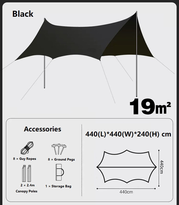 Camping Black-Glue Coating Canopy – Portable Beach & Outdoor Sun Shelter