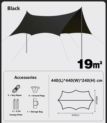 Camping Black-Glue Coating Canopy – Portable Beach & Outdoor Sun Shelter