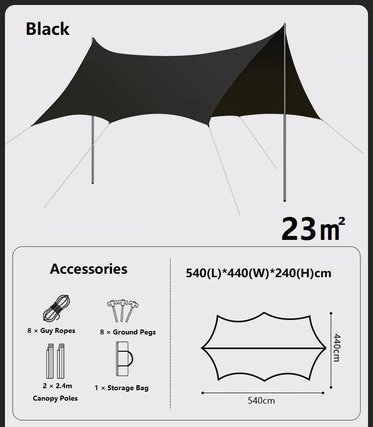 Camping Black-Glue Coating Canopy – Portable Beach & Outdoor Sun Shelter