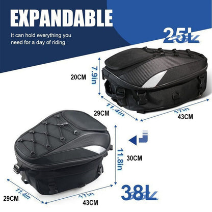 ECOTREK Expandable Waterproof Motorcycle Tail Bag & Backpack 25L–38L BQF1111