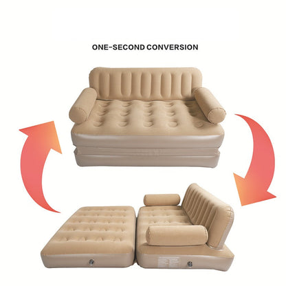 2-in-1 Inflatable Sofa Bed – Double Air Couch with High Backrest and Built-in Pump LX9521
