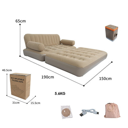 2-in-1 Inflatable Sofa Bed – Double Air Couch with High Backrest and Built-in Pump LX9521