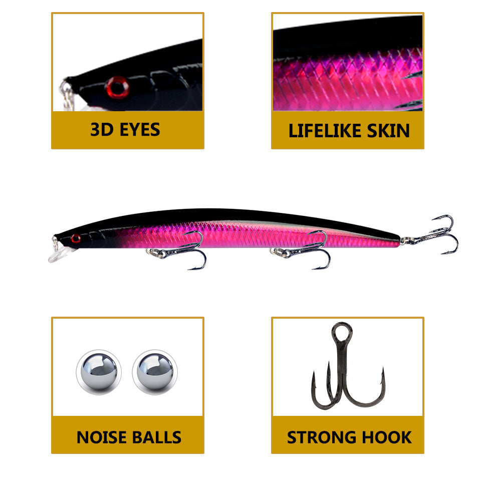 10pcs/p Large Fishing Lures 18cm Hard Bait Lures with Treble Hook Lifelike