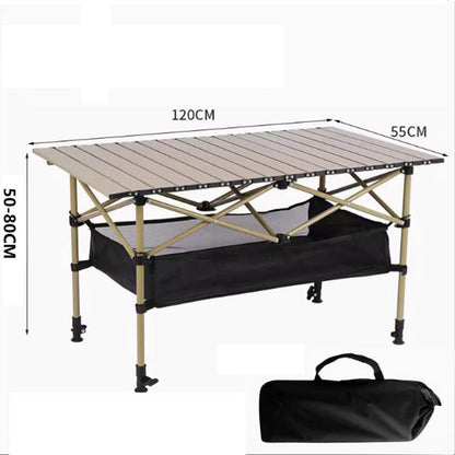 Ecotrek 120cm Length Foldable Camping Table – Portable Outdoor Table with Adjustable Height ZF1468