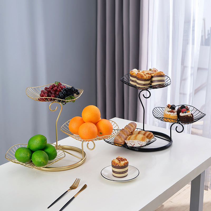 Luxury Multi-Layer Snack & Fruit Stand for Living Room, Kitchen Gold/Black