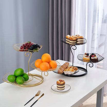 Luxury Multi-Layer Snack & Fruit Stand for Living Room, Kitchen Gold/Black
