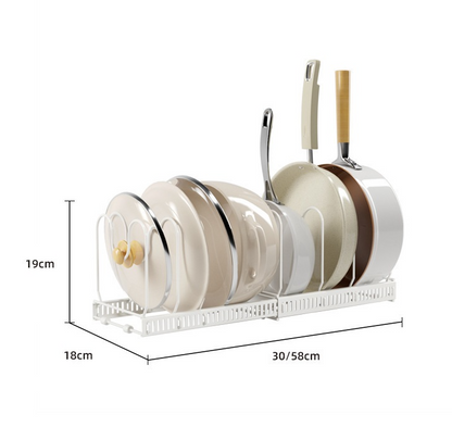 Adjustable Pot Lid Organizer Dividers Rack 7 Grid-White