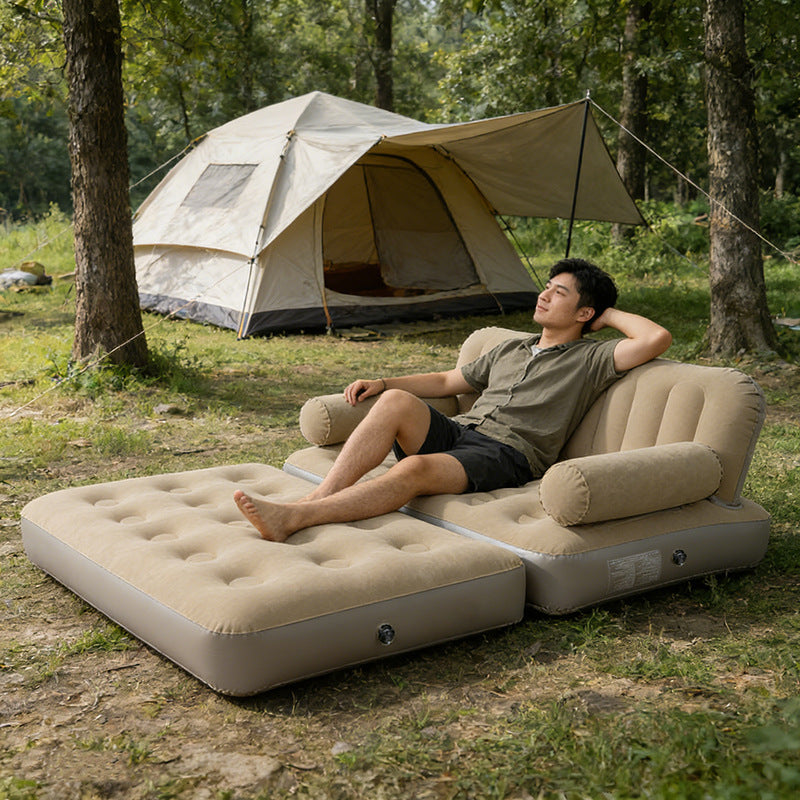 2-in-1 Inflatable Sofa Bed – Double Air Couch with High Backrest and Built-in Pump LX9521