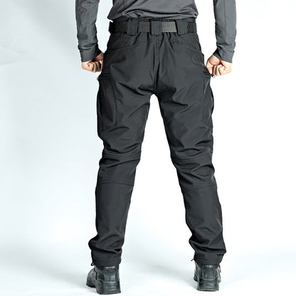 Men's Tactical Pants Water Resistant Cargo Pants Soft Shell Fleece Lined BLACK